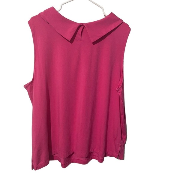 TALBOTS Pima Cotton Modal Blend Pink Peter Pan Collar Tank Top - Picture 5 of 6